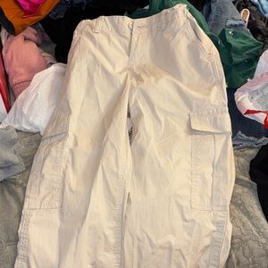 Girls Cream Cargo Pants